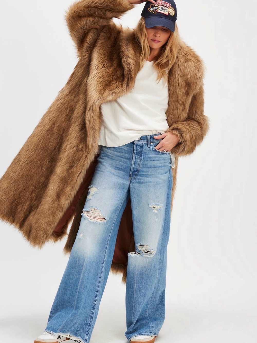 MOTHER Light Blue Distressed Wide-Leg Jeans